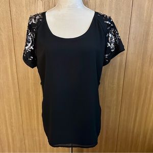 Women’s Decree Black Dressy Top with Sequins, NWOT, XL